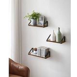 VASAGLE - LWS33BX - Wandplank - Donkerbruin - Set van 3 - Industrieel Ontwerp - Zwevende Plank