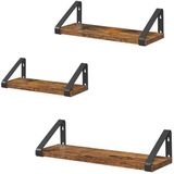 VASAGLE - LWS33BX - Wandplank - Donkerbruin - Set van 3 - Industrieel Ontwerp - Zwevende Plank