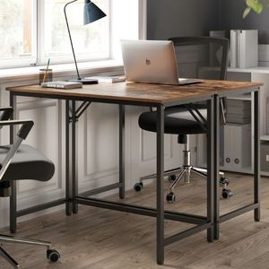 VASAGLE - Computerbureau - Vintage Bruin-Zwart - Metalen Frame - Industrieel Ontwerp