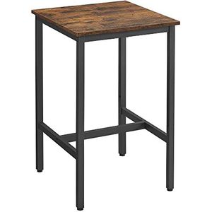 VASAGLE bartafel, bartafel, hoge keukentafel, lessenaar met stabiel stalen frame, 60 x 60 x 92 cm, eenvoudige montage, keuken, industriële stijl, vintage bruin-zwart LBT25X