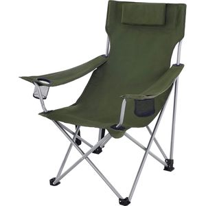 SONGMICS Opvouwbare campingstoel, inklapbaar, voor buiten, met armleuningen, hoofdsteun, glashouder, stabiel frame, draagvermogen 150 kg, groen GCB09AG
