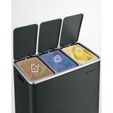 SONGMICS - Vuilnisbak - Rookgrijs - 3 x 18L - Pedaalemmer met Compartimenten