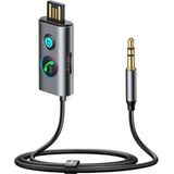SB Bluetooth Aux Receiver Ontvanger - Auto - Bluetooth 5.3 carkit Zender - draadloos ontvanger Transmitter luister draadloos naar muziek - Kabel - Handsfree bellen telefoon aan uit knop SD Kaart aansluiting bass aan uit knop op de apparaat