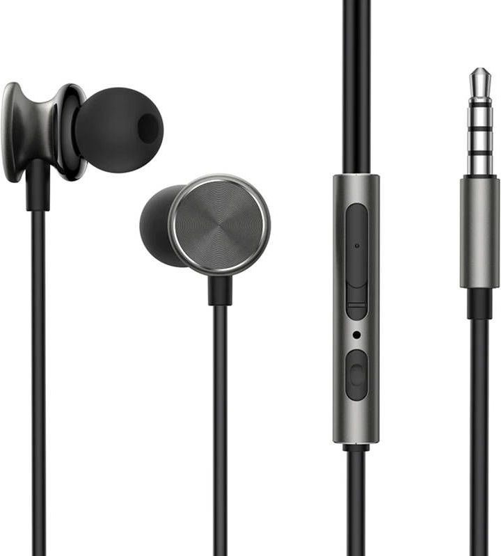 Joyroom JR-EW03 Bedrade serie metalen in-ear oordopjes donkergrijs (Bedraad), Koptelefoon, Zwart