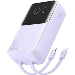 Joyroom mini JR-PBC07 20000mAh 30W z kablami USB-C i Lightning fioletowy