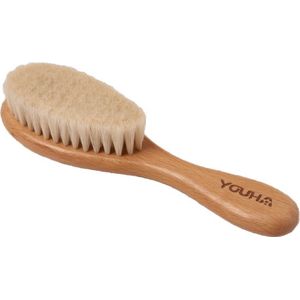 Youha baby haarborstel - 100% natuurlijke materialen - gemaakt van geitenhaar - voorkomt jeuk of krabben - zachte babyborstel - baby haarverzorging