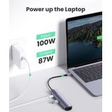UGREEN 5-in-1-USB-C-Hub 5 poorten USB-combi-hub Zwart, Aluminium