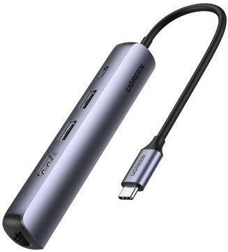 UGREEN 5-in-1-USB-C-Hub 5 poorten USB-combi-hub Zwart, Aluminium