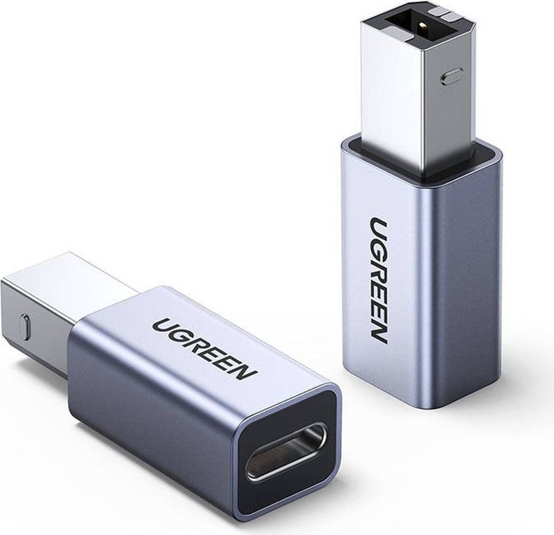 Ugreen - USB-C Naar USB-B Adapter - Printer Adapter - Grijs