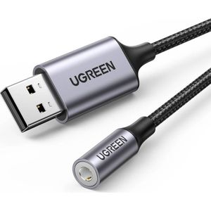 UGREEN Audio Adapter CM477, USB to Mini Jack 3.5mm AUX (grijs)