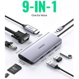 UGREEN 9-in-1 Multifunctionele USB-C Hub met Video en Ethernet Grijs