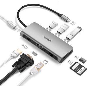 UGREEN 9-in-1 Multifunctionele USB-C Hub met Video en Ethernet Grijs
