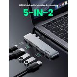 UGREEN 5-in-2 Hub Adapter Met USB-C / HDMI en USB-A Ingang Space Gray