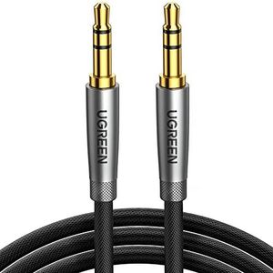 UGREEN Jack audiokabel 3,5 mm, aux-kabel mannelijk naar mannelijk, stereo jack van gevlochten nylon, compatibel met iPhone SE, iPad, iPod, hoofdtelefoon, hifi-installatie, autoradio, versterker (0.5M)