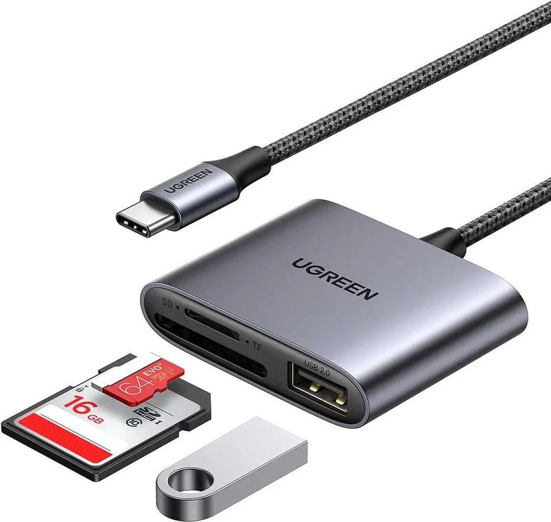 UGREEN USB-C Card Reader - SD/TF Kaartlezer - USB-A 2.0