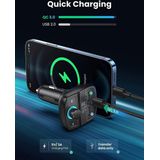 UGREEN Bluetooth 5.0 Muziek FM Transmitter en 1x USB-C & 2x USB-A Dubbele USB Poort Autolader Zwart