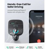 UGREEN Bluetooth 5.0 Muziek FM Transmitter en 1x USB-C & 2x USB-A Dubbele USB Poort Autolader Zwart