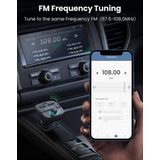 UGREEN Bluetooth 5.0 Muziek FM Transmitter en 1x USB-C & 2x USB-A Dubbele USB Poort Autolader Zwart