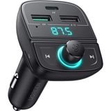 UGREEN Bluetooth 5.0 Muziek FM Transmitter en 1x USB-C & 2x USB-A Dubbele USB Poort Autolader Zwart