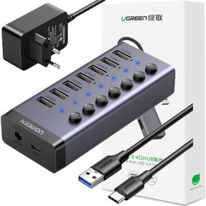 UGREEN - USB Hub 7 Poort - Zwart - USB 3.0 - 24W Voeding