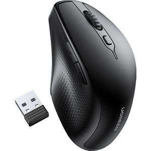 UGREEN Ergonomische stille Bluetooth-muis, 2,4 GHz, 4000 dpi, optisch, verstelbaar, met USB-ontvanger, muis, computer, draadloos, Bluetooth, compatibel met Mac, pc, laptop, tablet