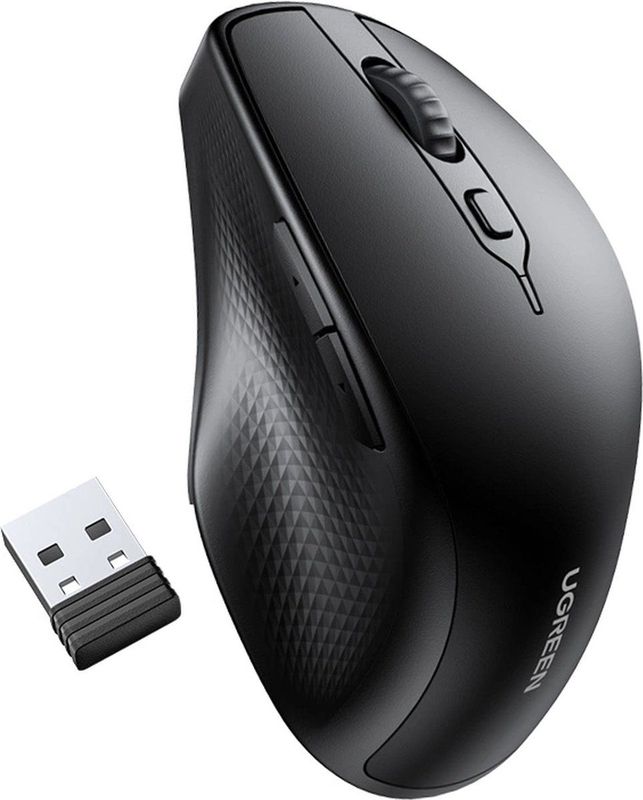 Ugreen - MU101 - Draadloze Ergonomische Computermuis - Zwart - Comfortabel Ontwerp