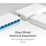 Mercusys - MS108 - Netwerkschakelaar - Wit - 8 Poorten - 10/100 Mbps