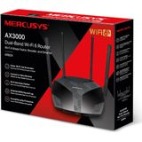 Mercusys - MR80X Router - Zwart - Dual Band - Wifi 6 - 3000 Mbit/s