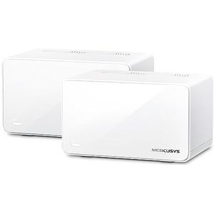 MERCUSYS WiFi 6 Mesh AX6000 Mbps, dekking tot 800 m², tot 150 apparaten aansluiten, 1 poort 2,5 Giga en 2 Gigabit poorten per Halo, dual-band wifi, eenvoudig te bedienen app, Halo H90X (3-pack)