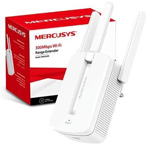MERCUSYS draadloze repeater wifi extender E access point, single-band snelheid 300 Mbps, drie externe antennes, Mimo-technologie, verhoogt de wifi-dekking, Mercusys Mw300Re, wit, veelkleurig