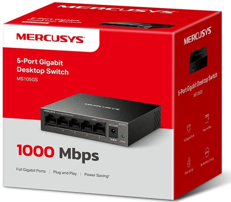 Mercusys - MS150GS - Netwerkschakelaar - Wit - 5 Poorten - Gigabit