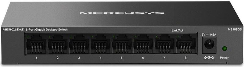 Mercusys - MS108G - Switch - Zwart - Niet-beheerd - 8 Poorten - Gigabit Ethernet