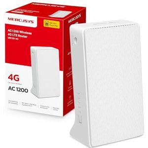 Mercusys MB130-4G LTE Router, 4G Router unterstützt SIM Karten, 4G Cat4 bis zu 150 Mbit/s, WLAN Dual Band AC1200, 2X 100 Mbps Ports, Plug and Play, bis zu 64 Geräte, MERCUSYS App