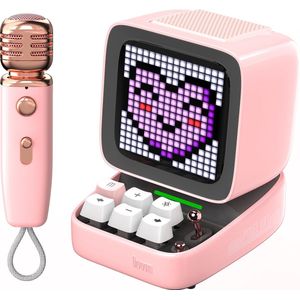 Divoom DitooMic - karaoke set - bluetooth speaker en microfoon - pixel art display - social media notificaties (roze)