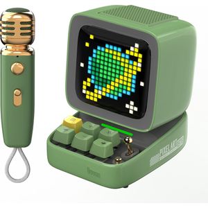 Divoom DitooMic - karaoke set - bluetooth speaker en microfoon - pixel art display - social media notificaties (groen)