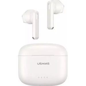 Usams Słuchawki Bluetooth 5.3 TWS US Series Dual mic bezprzewodowe białe/wit BHUUS02 (NC, 7 h, Draadloze), Koptelefoon, Wit