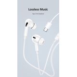 USAMS - Bedrade In-Ear Oordopjes - Wit - USB-C Aansluiting - 1.2m Kabel