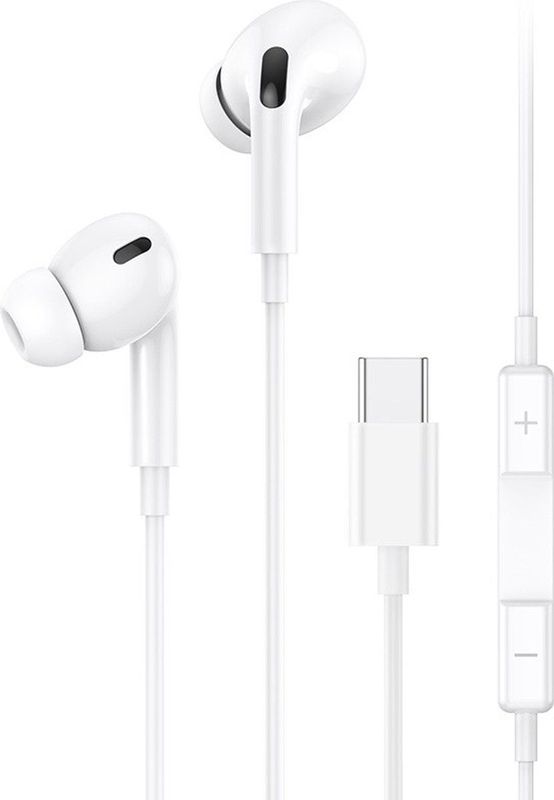 USAMS - Bedrade In-Ear Oordopjes - Wit - USB-C Aansluiting - 1.2m Kabel