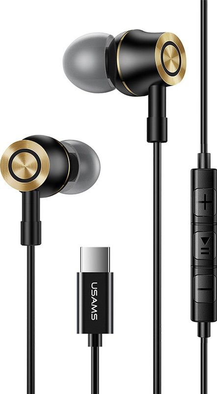 USAMS - US-SJ482-EP-43 - In-Ear Oordopjes - Zwart - Met USB-C Aansluiting