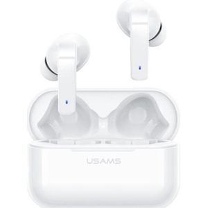 USAMS Bluetooth In-Ear Hoofdtelefoon Draadloos met Krachtige Bas USB-C Quick Charge HD ANC BT 5.0 HiFi Stereo Sound True Wireless Oordopjes Geïntegreerde Microfoon Touch Control (Wit)