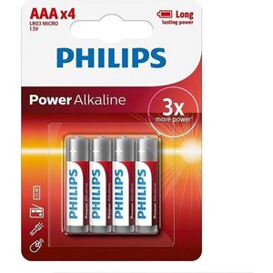 Philips Power Alkaline - AAA Batterijen - 4 stuks