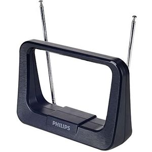 Philips Antenne voor digitale televisie, draagbare signaalversterkerantenne, 4G-filter, 28 dB, UHF/VHF/FM, eenvoudige installatie, met ruisonderdrukkingsfilter, zwart