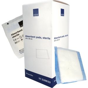 Abena Gaaskompres - 50 Stuks - Hoog Absorberend Verbandgaas - 10 cm x 10 cm - Steriele Wondverzorging - Met vloeistofafstotende Onderlaag