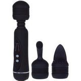 POWER Wand Vibrator met 2 Verwisselbare Koppen - Zwart