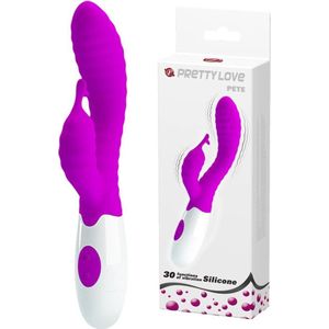 Pretty Love Pete Curved Gspot Rabbit vibrator, Deep Rose, 170 g