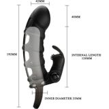 Pretty Love - Penis Sleeve met Rabbit Clitoris Stimulator – Cuper - Zwart