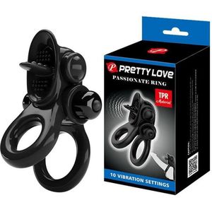 Pretty Love - Passionate Ring Vibrerende Cockring - Zwart