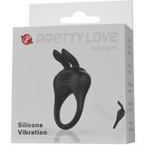 Pretty Love Vibrende Cockring DAVION met clitoris stimulator - zwart