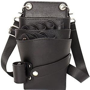 Dhongf Professionele Kapper Schaartas PU+PVC Lederen Schoudertas - Elegant Zwart Tool Tas