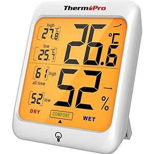 ThermoPro TP53 Digitale thermometer, hygrometer, thermometer, hygrometer, voor binnen, thuis, met achtergrondverlichting